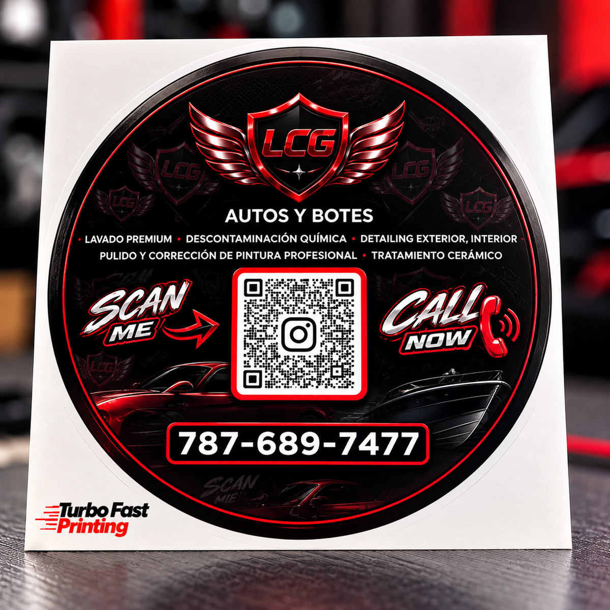 LCG Autos y Botes custom sticker printed by Turbo Fast Printing