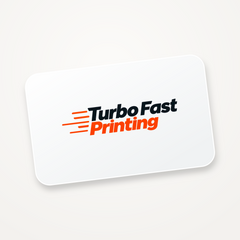 Custom Rounded-Corner Rectangle Stickers — white sticker with the Turbo Fast Printing logo
